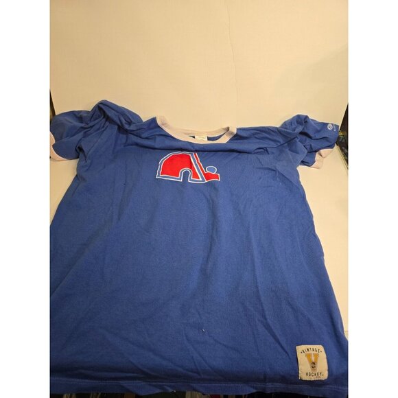 Quebec Nordiques Vintage NHL Hockey Collection Blue Bulletin Tag T Shirt Mens XL - Picture 1 of 6